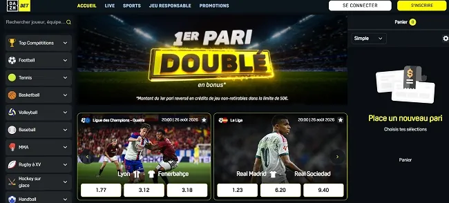 DAZN Bet : page d’accueil des paris sportifs