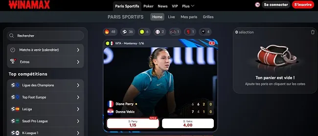 Winamax : page d’accueil des paris sportifs